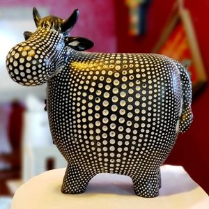 Black and white bull